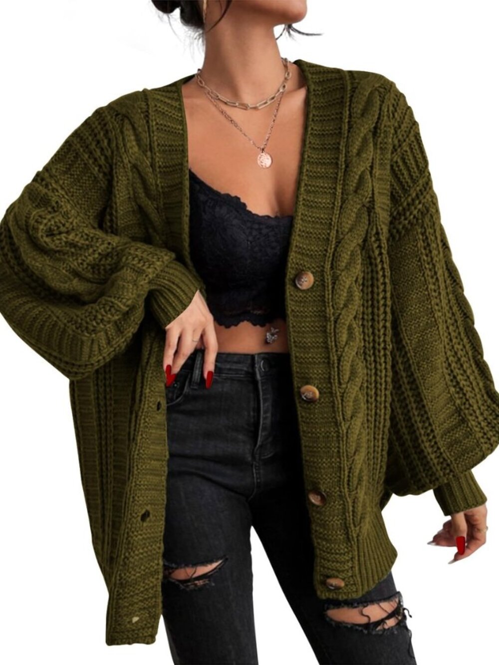Womens Oversized Cardigan Sweaters Button Fall Winter Fashion 2026
